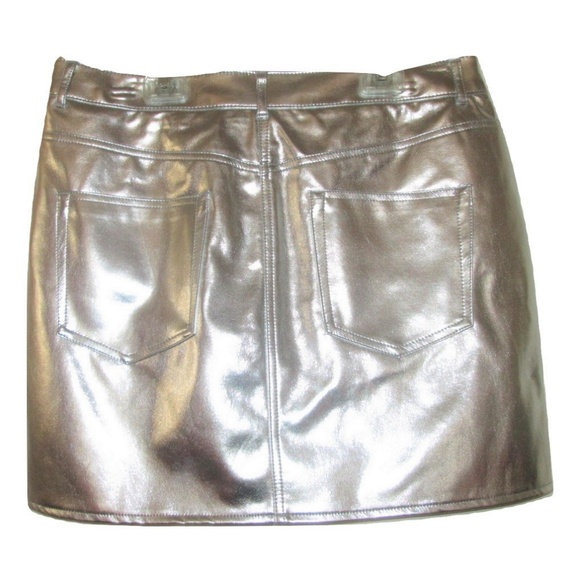 nwt silver metallic plus size mini skirt large 13 - Picture 2 of 4